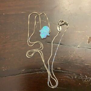 Sterling silver delicate chain with hand opal